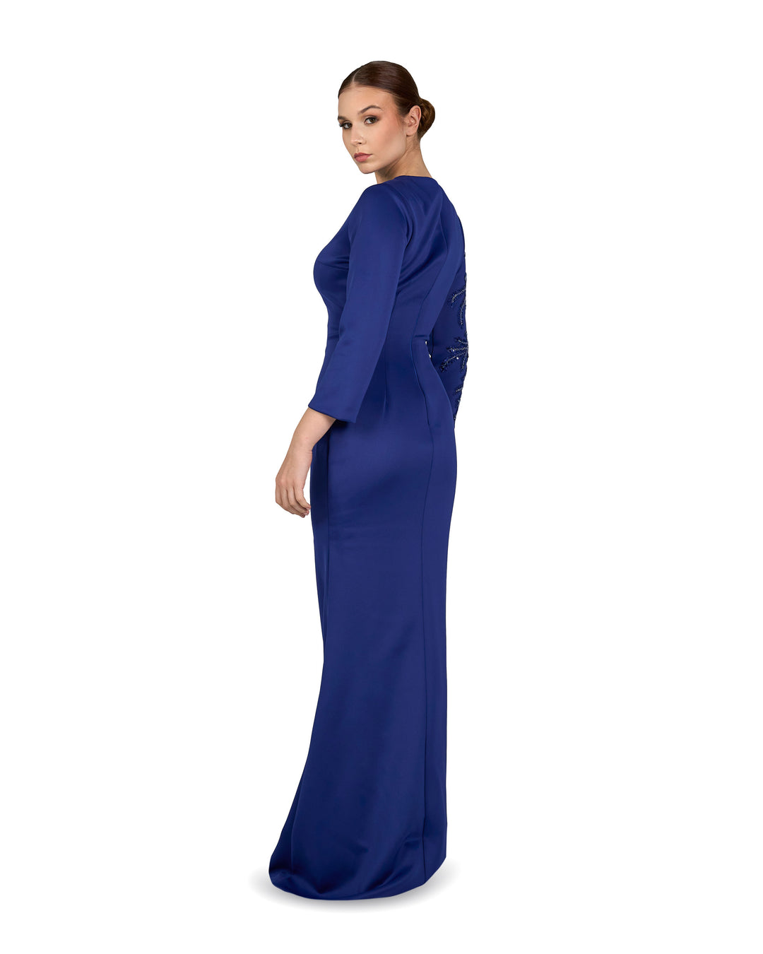 Long sleeve Floor-Length Dress with beaded side-Fadwa