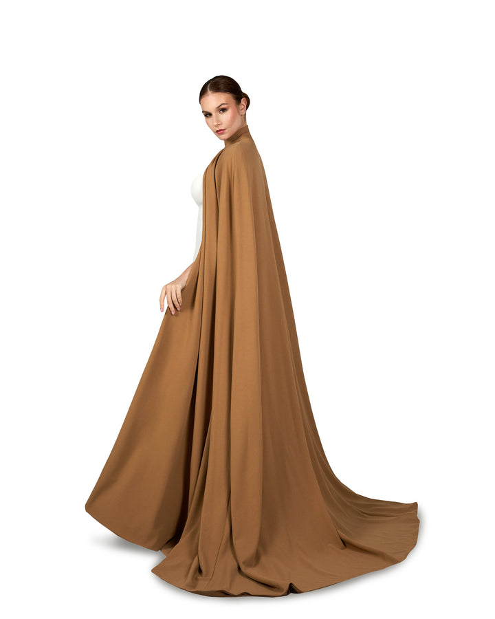 Hearted neckline dress with maxi cape-Sulaaf