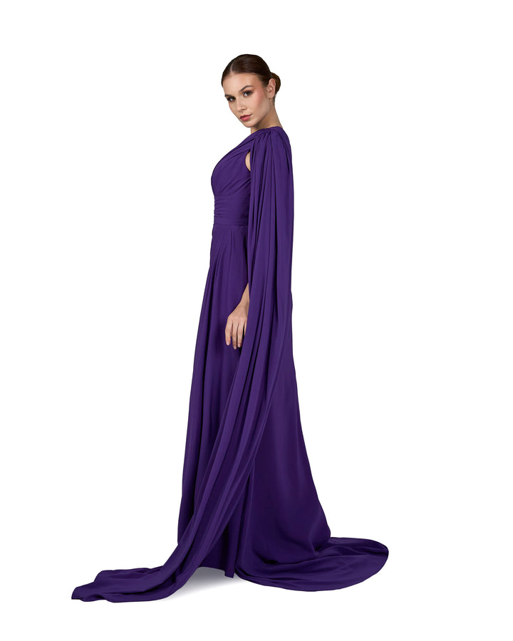 Shoulder off draped dress with long floor sleeve - VILLE