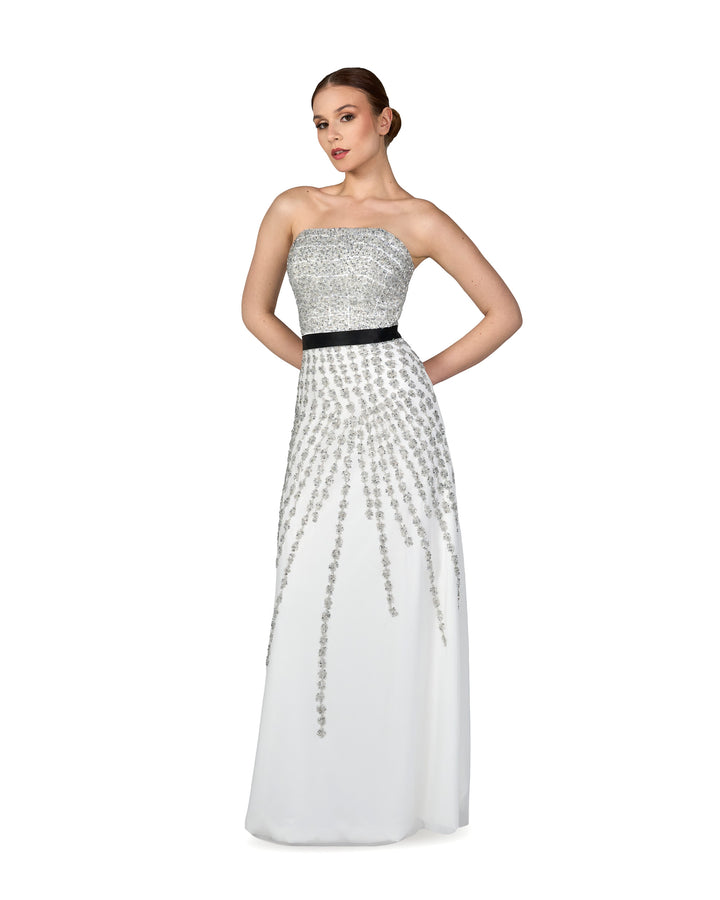 strapless beaded dress with waistband - SAGEN