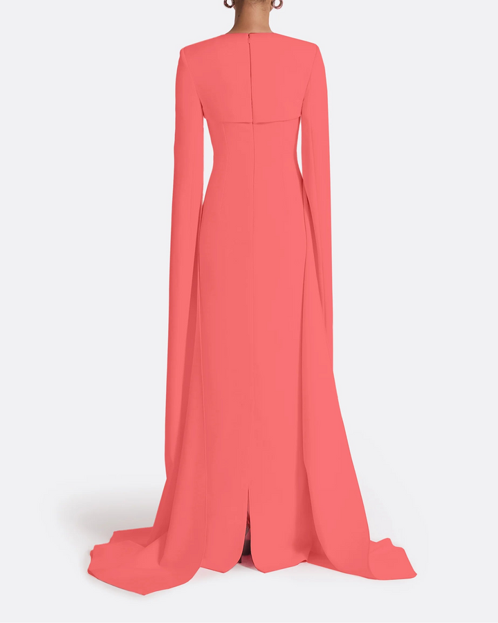 فستان بأكمام كاب وفتحة رقبة على شكل ثقب المفتاح – كوراليا