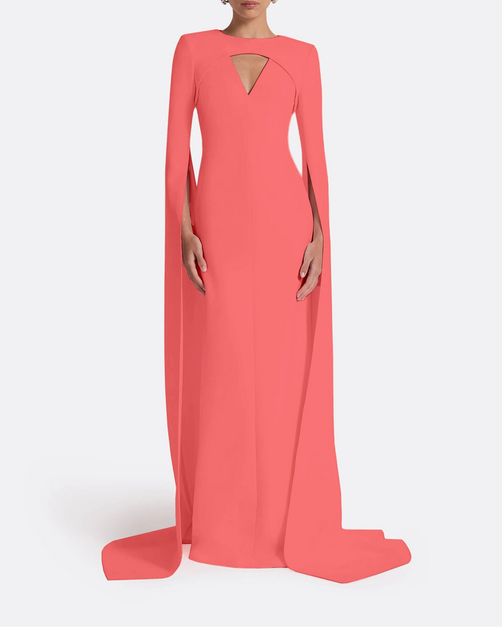 فستان بأكمام كاب وفتحة رقبة على شكل ثقب المفتاح – كوراليا