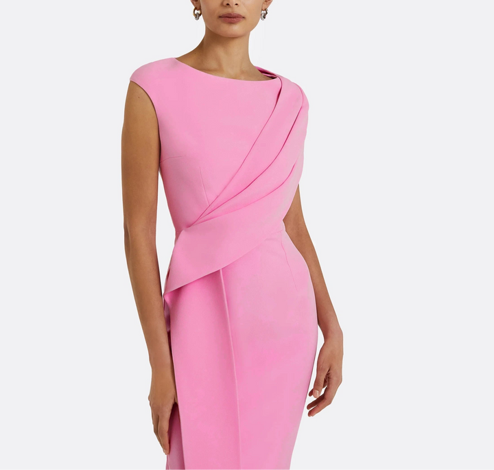 sleeveless midi dress with layered draped detail – ROSIIL