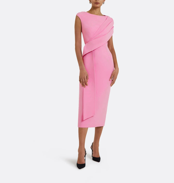 sleeveless midi dress with layered draped detail – ROSIIL