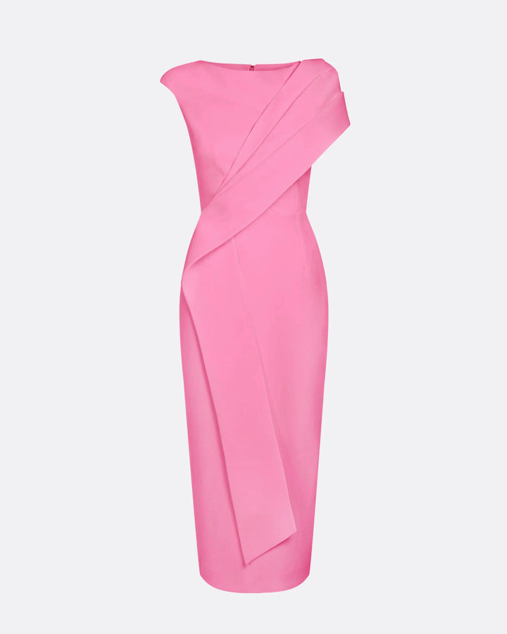 sleeveless midi dress with layered draped detail – ROSIIL