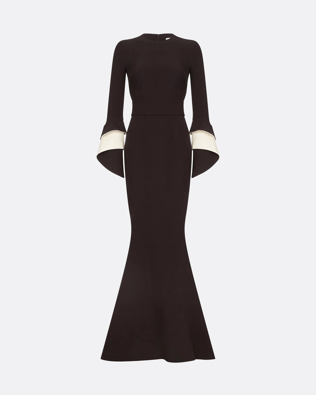 long-sleeve fishtail gown with contrast cuff flares – NOLED –