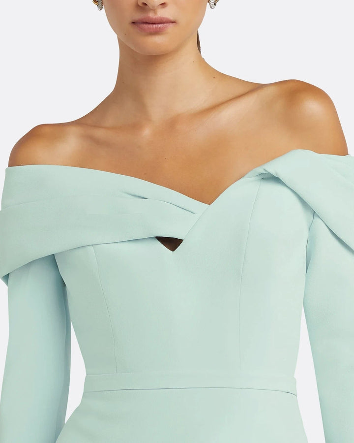 off-shoulder peplum midi dress with folded neckline – MINTA