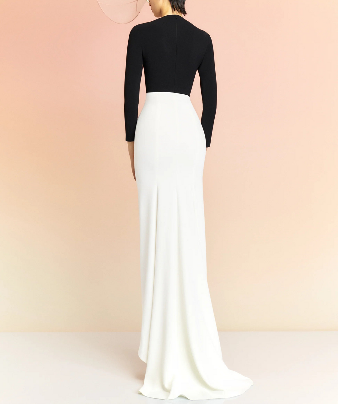 long-sleeve mermaid dress with cascading side ruffle – NIA