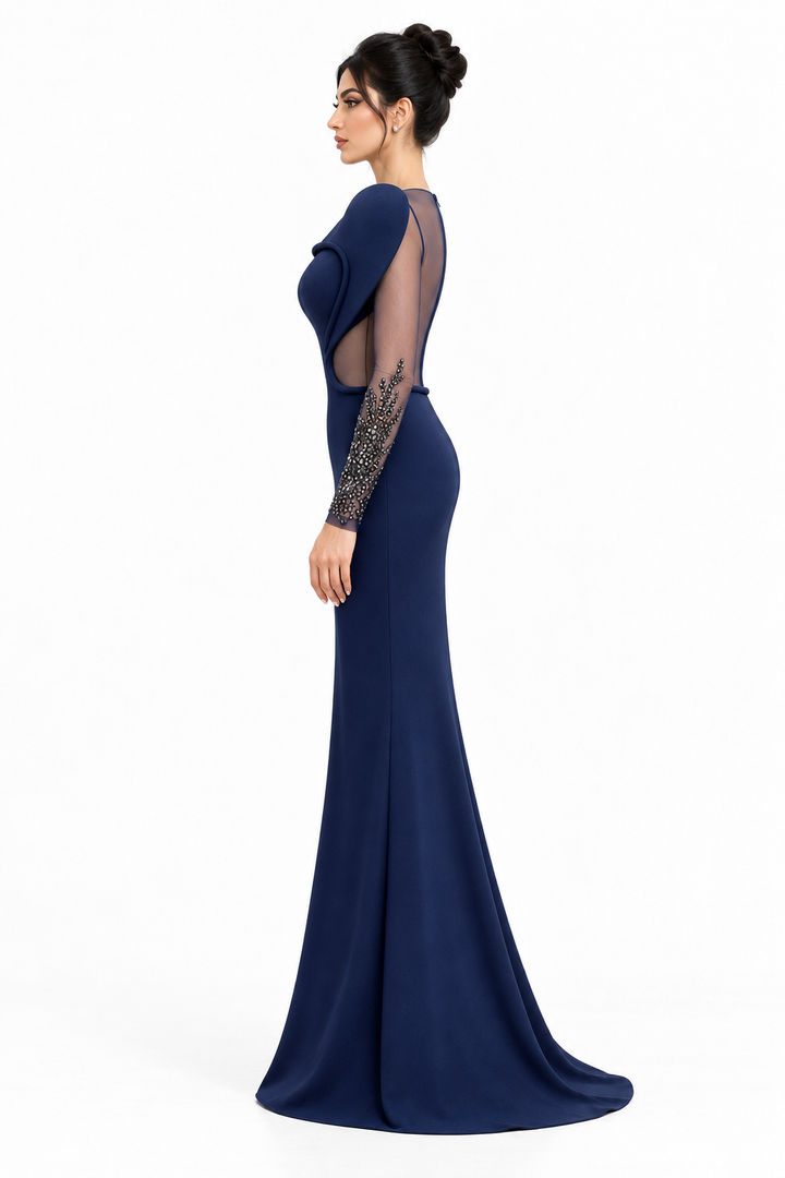 Midnight Sculpted Cutout Gown -Velmora