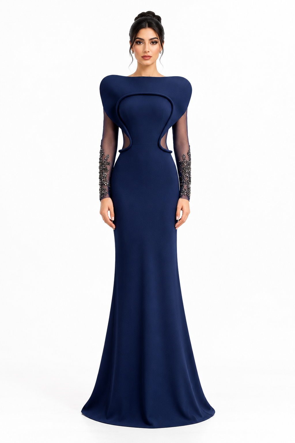 Midnight Sculpted Cutout Gown -Velmora
