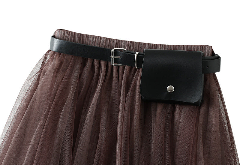 layered asymmetrical tulle skirt with waist belt – VIOLETTE