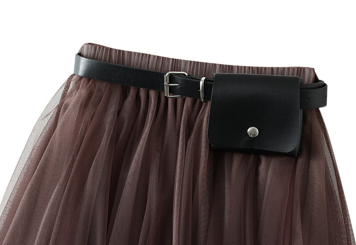 layered asymmetrical tulle skirt with waist belt – VIOLETTE
