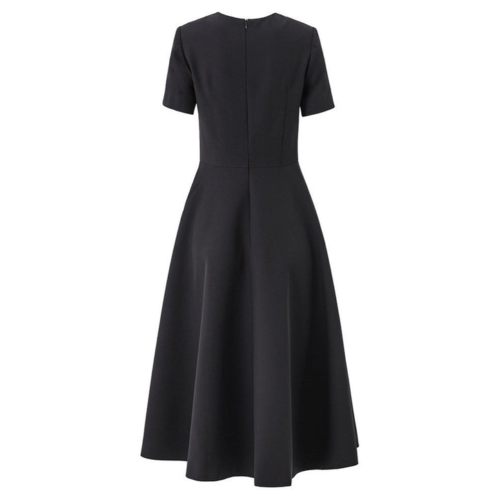 Short-sleeve midi dress with crystal dragonfly embellishments – STARLIT