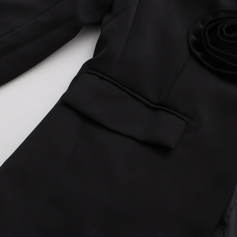 Plissiertes Oberteil mit ausgestellten Ärmeln und Maxirock-Set mit Taillengürtel – Rosiny 