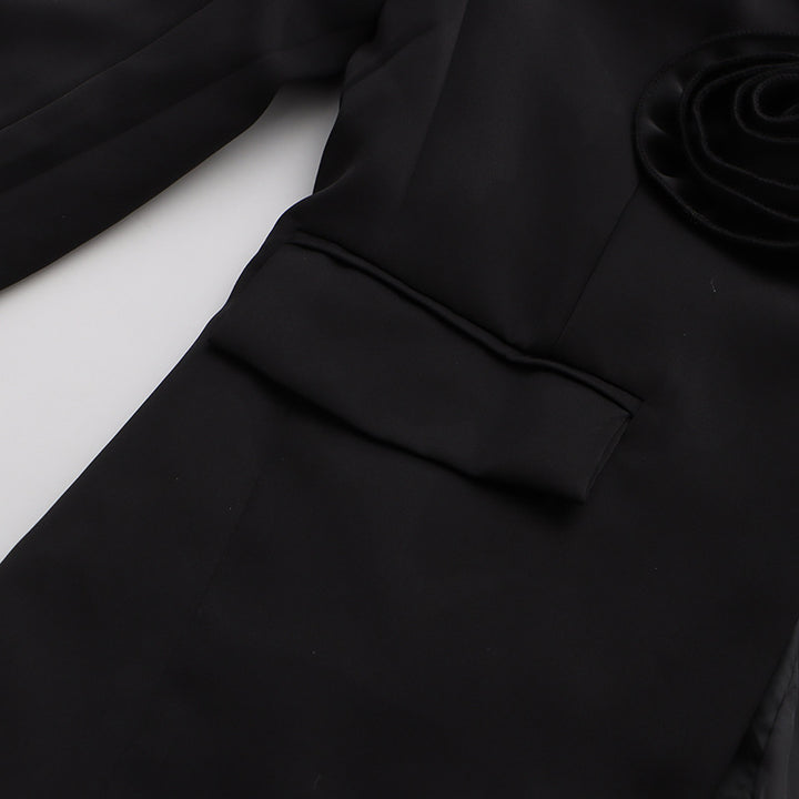 Plissiertes Oberteil mit ausgestellten Ärmeln und Maxirock-Set mit Taillengürtel – Rosiny 