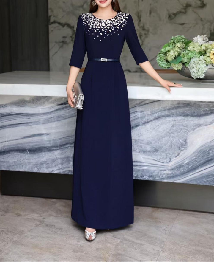 maxi evening dress with embellished neckline – AURORA