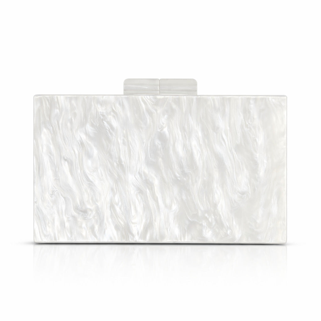 rectangular marbled clutch with glossy finish – ROSÉ