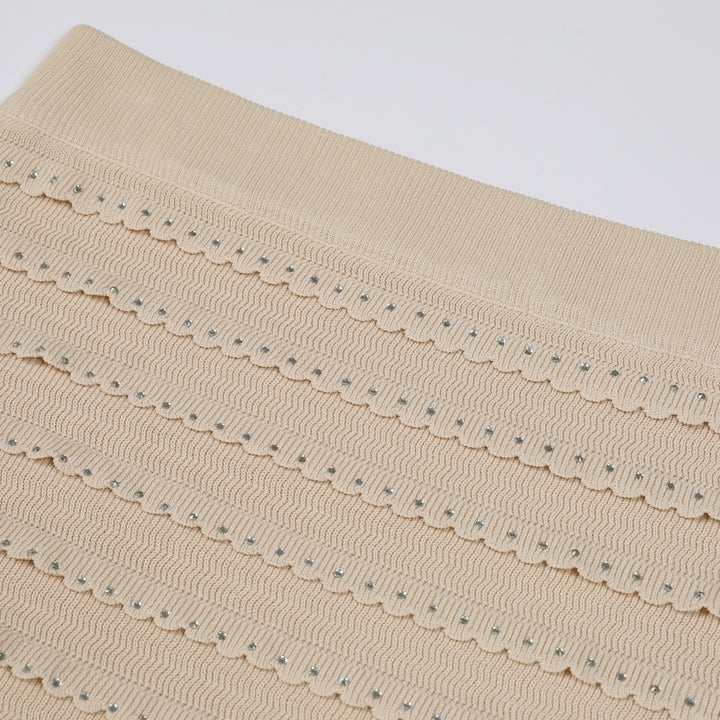 褶皱喇叭袖上衣和高腰裙套装，配腰带 – Rosiny 