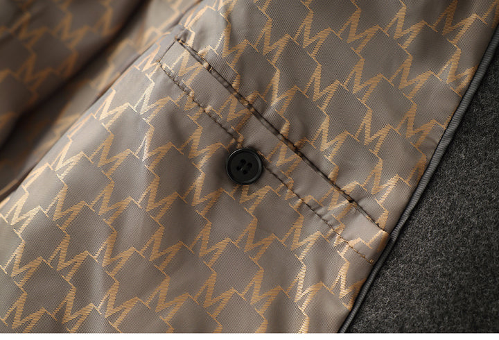 Belted double-breasted long coat – CHARCOAL