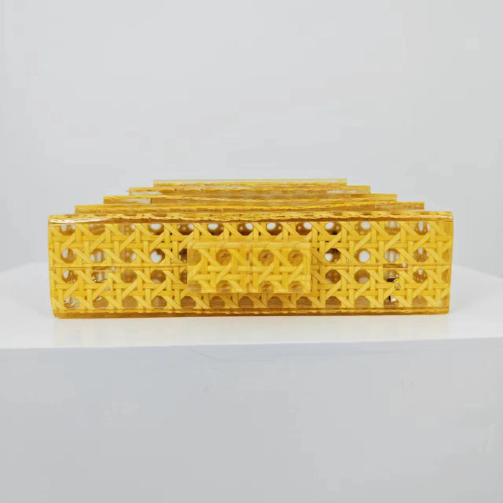 woven acrylic clutch with beaded handle – MARIGOLD