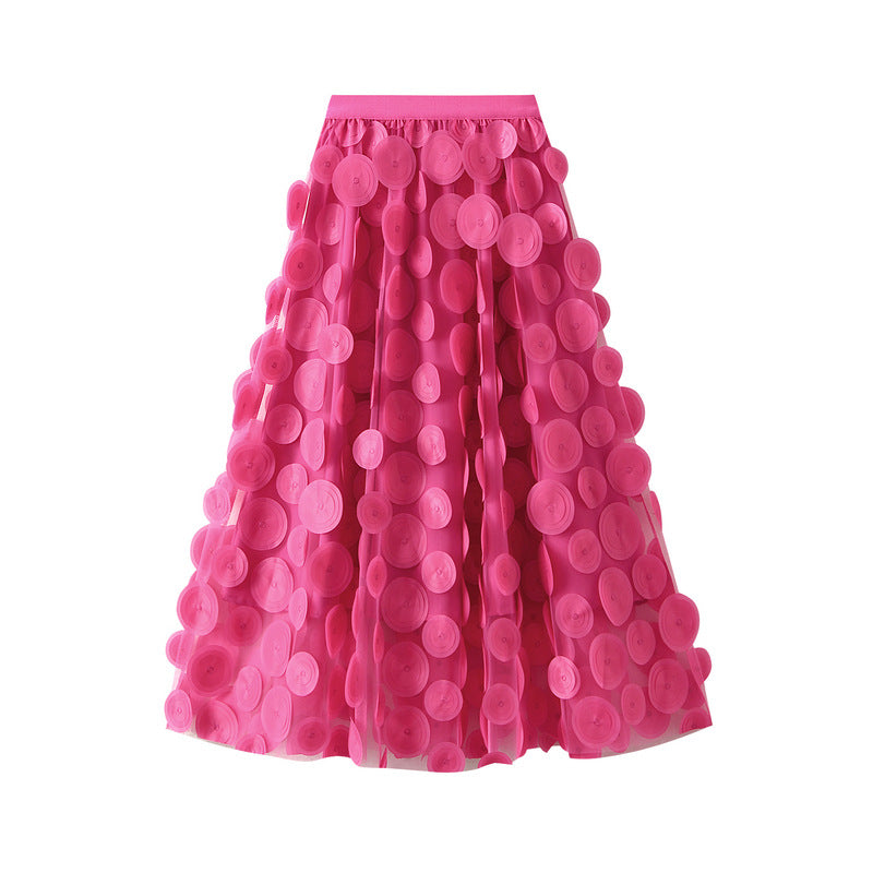 3D circle appliqué tulle skirt – LUMI
