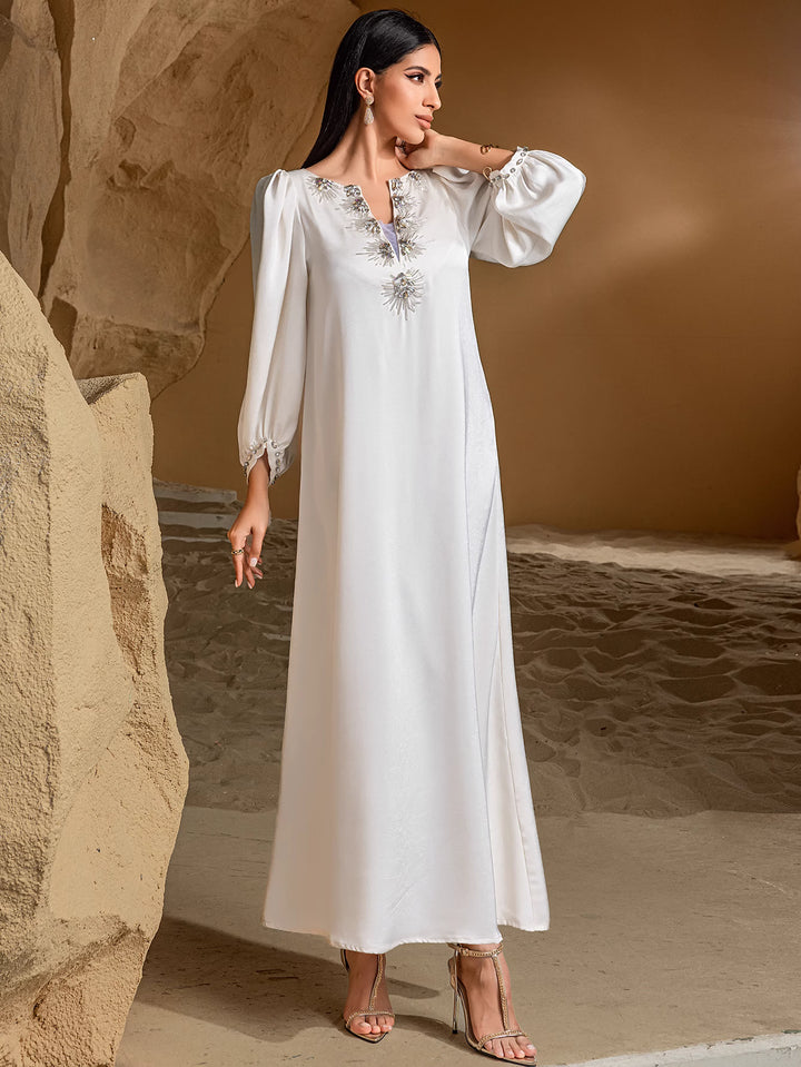 draped maxi dress with side gathering - ALYANU