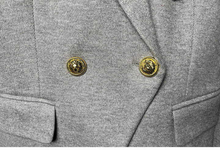 tailored double-breasted blazer with gold buttons – COMMAND
