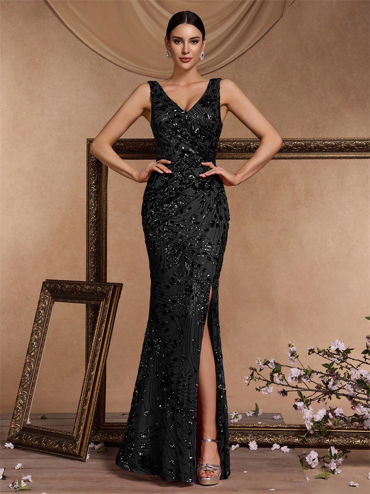 فستان بدون أكمام مزخرف بفتحة جانبية – إمبيرف