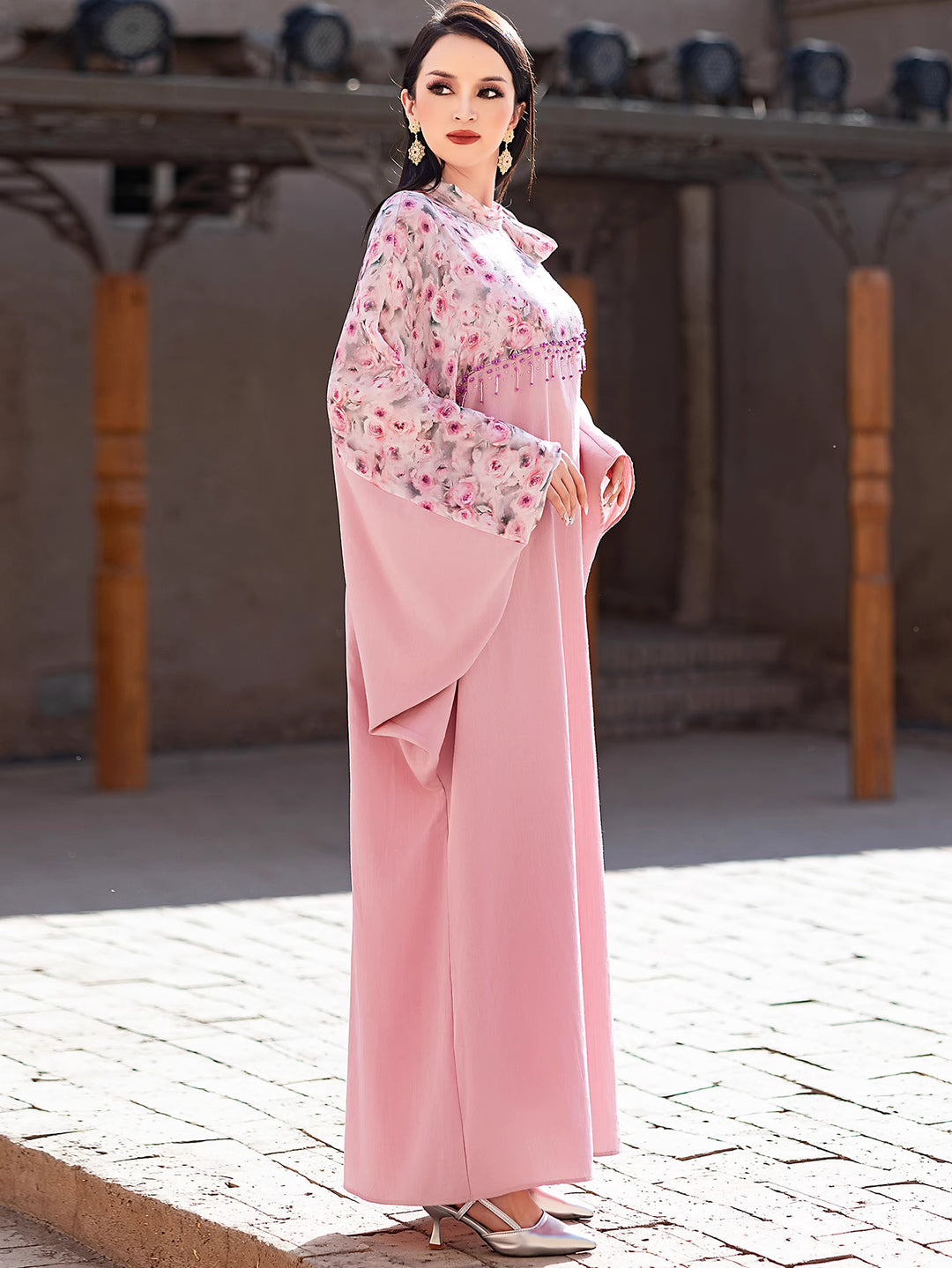 فستان فضفاض مع عباءة زهرية - أمارا