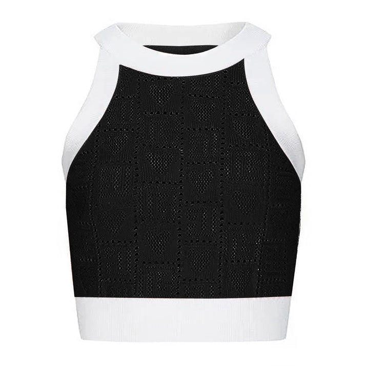 three-piece crochet knit set with contrast trim – LARISSAP