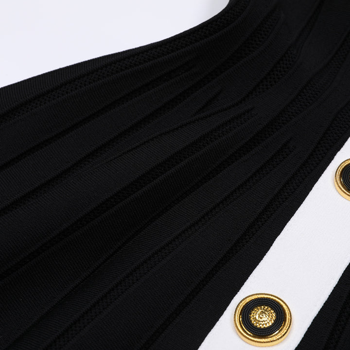 فستان قصير الأكمام مطوي مع لوحة متباينة – سيليناري