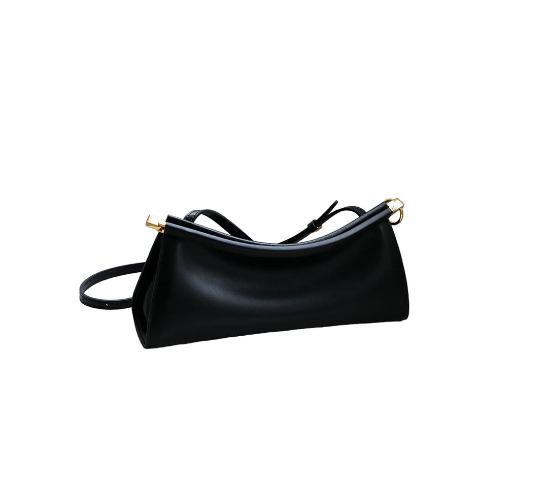 sleek leather shoulder bag with curved silhouette – ZOKSH