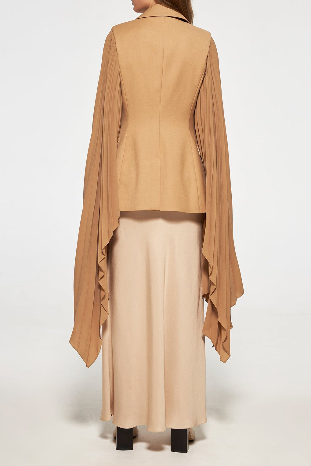 pleated cape sleeve blazer – CAMILA