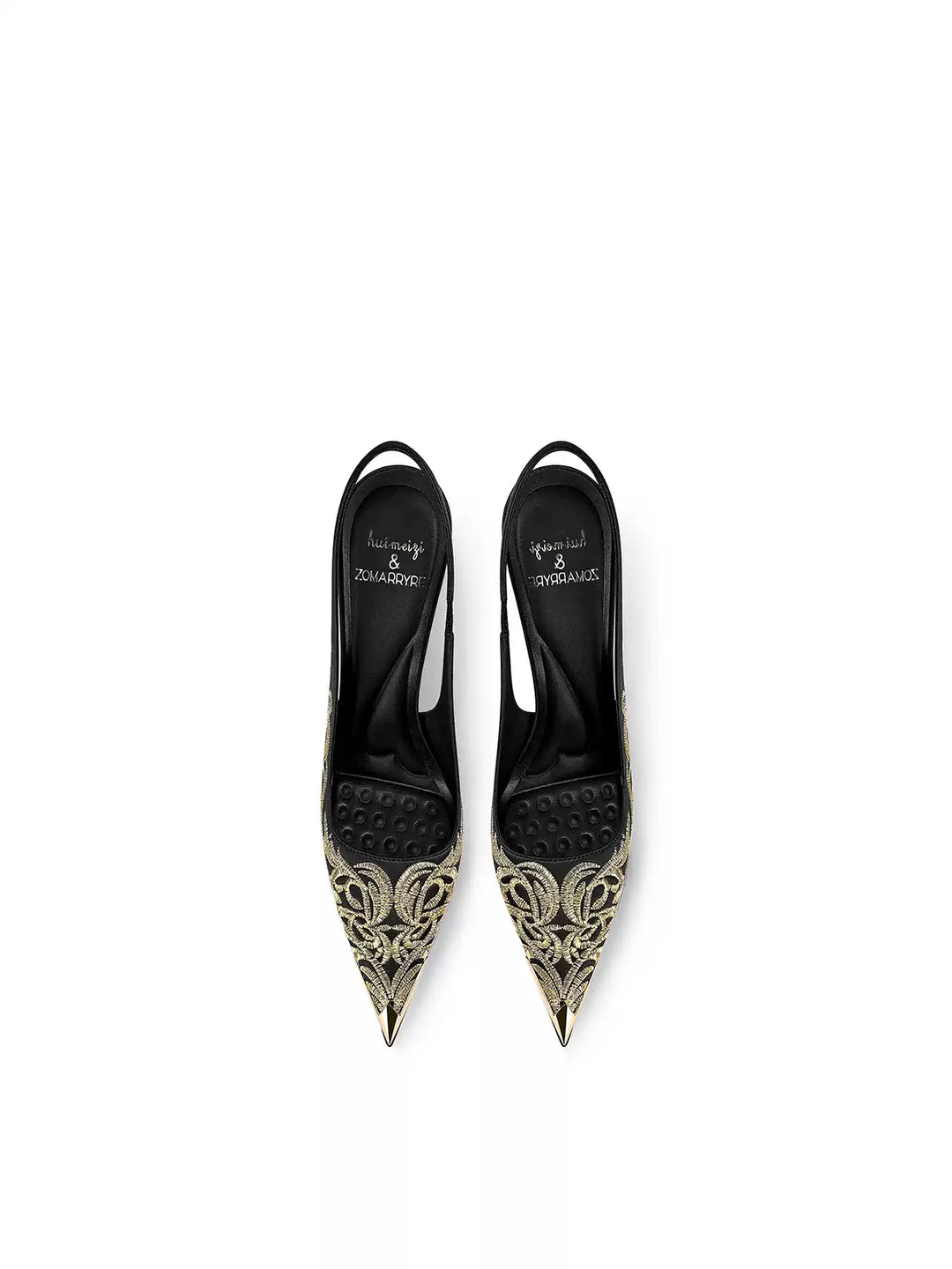 Embroidered Pointed-Toe Slingback Heels – AURELIA