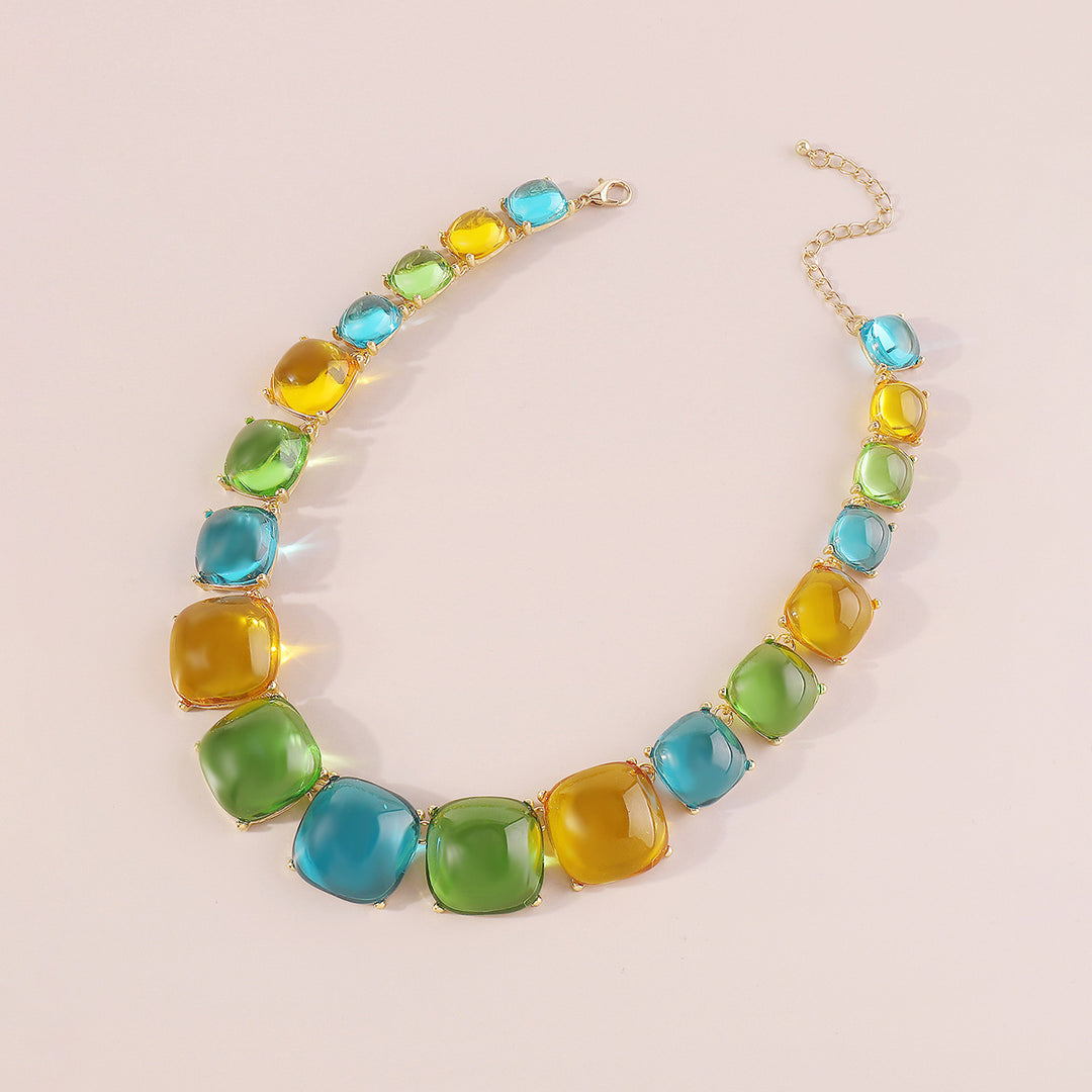 mehrfarbige Kettenhalskette mit Emaille-Seeanhängern - CORALIA 