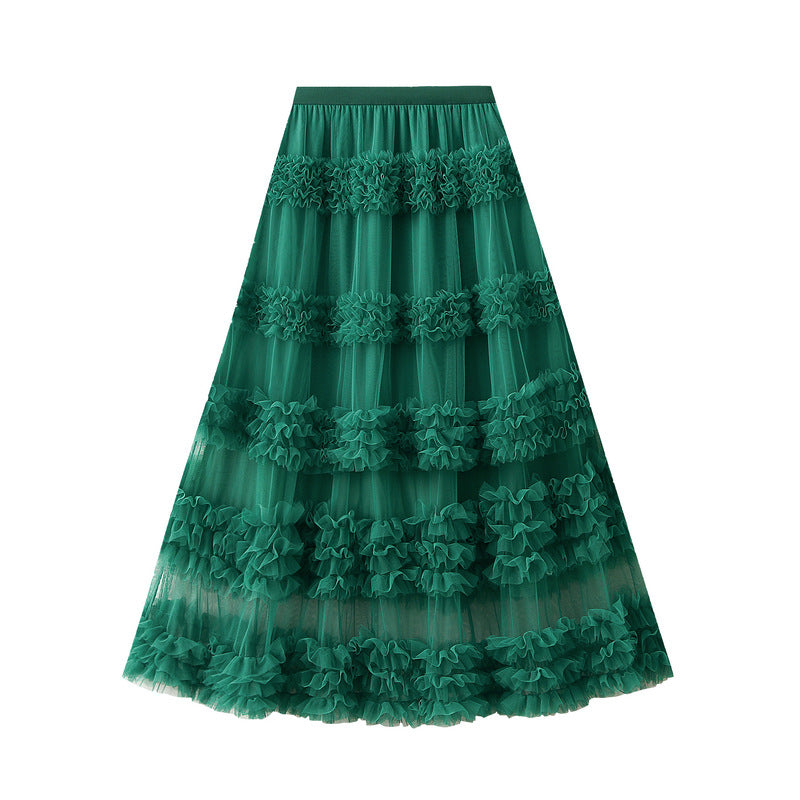 tiered tulle skirt with horizontal ruffle bands – BLOORA