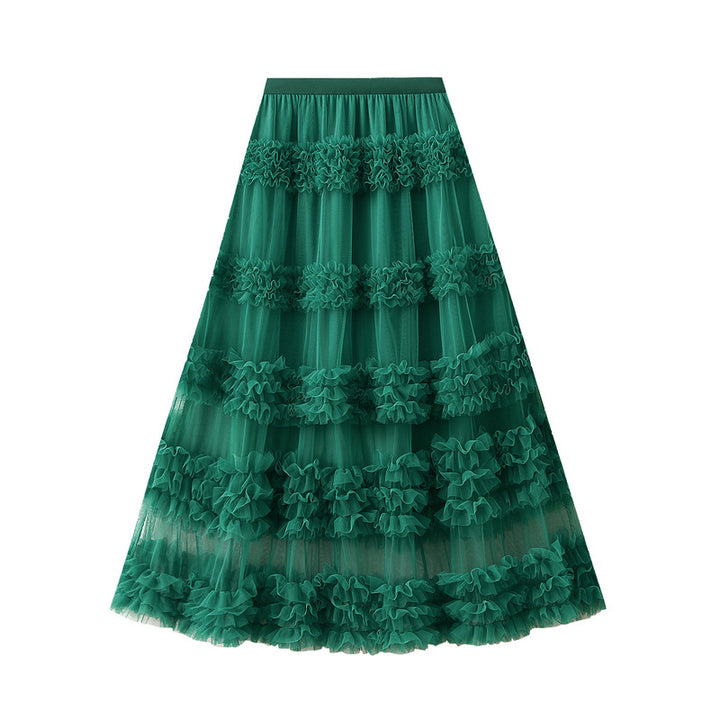 tiered tulle skirt with horizontal ruffle bands – BLOORA