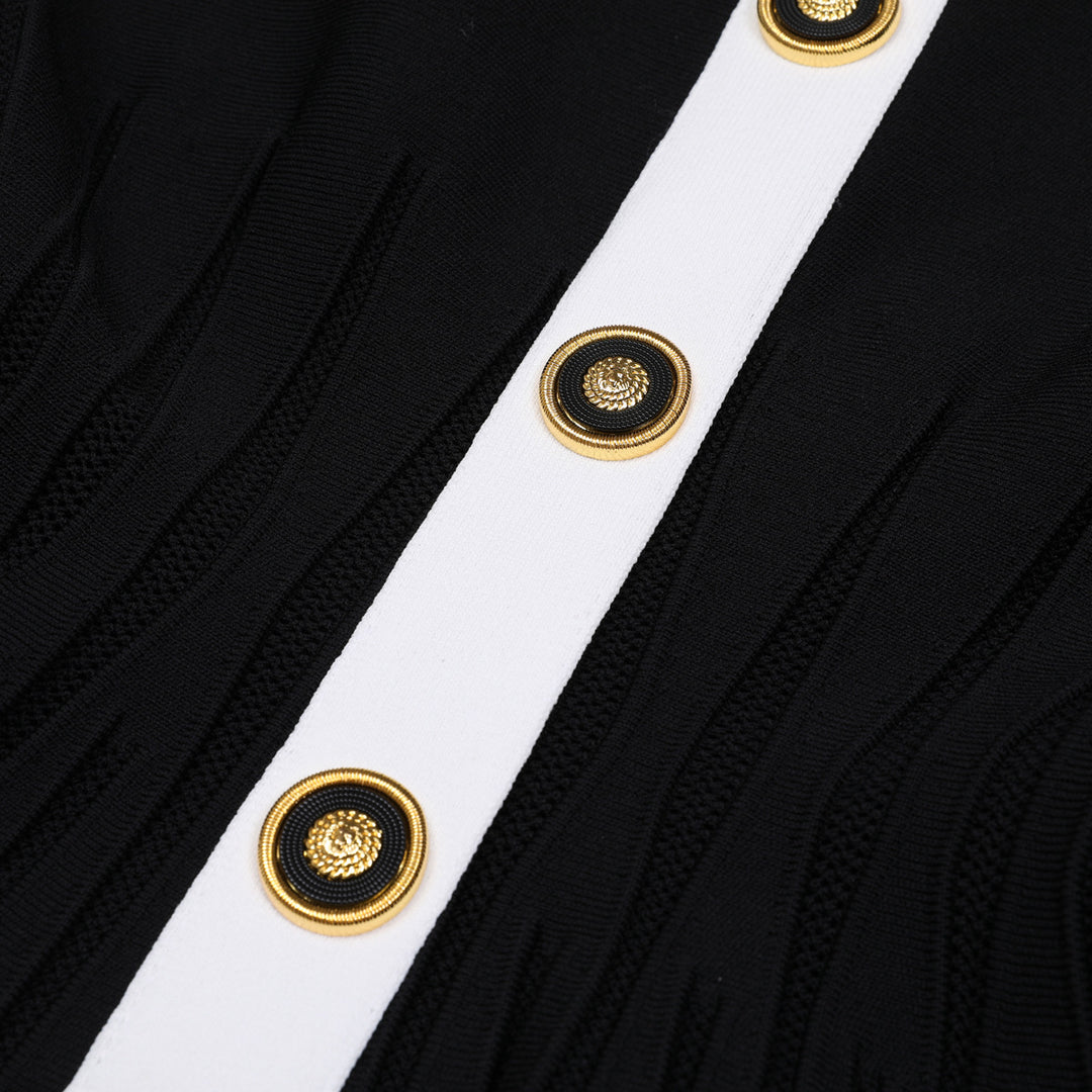 فستان قصير الأكمام مطوي مع لوحة متباينة – سيليناري