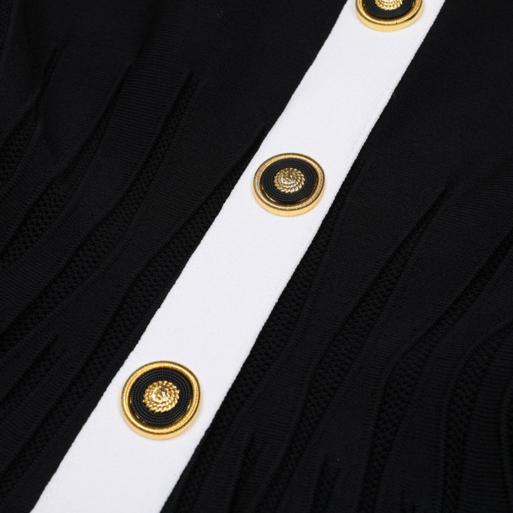 فستان قصير الأكمام مطوي مع لوحة متباينة – سيليناري