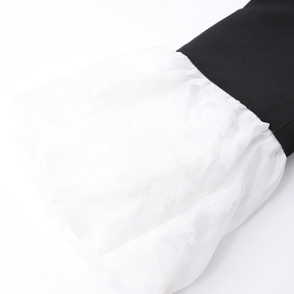 فستان بليزر قصير بأكمام منفوخة متباينة اللون – نوفاكر