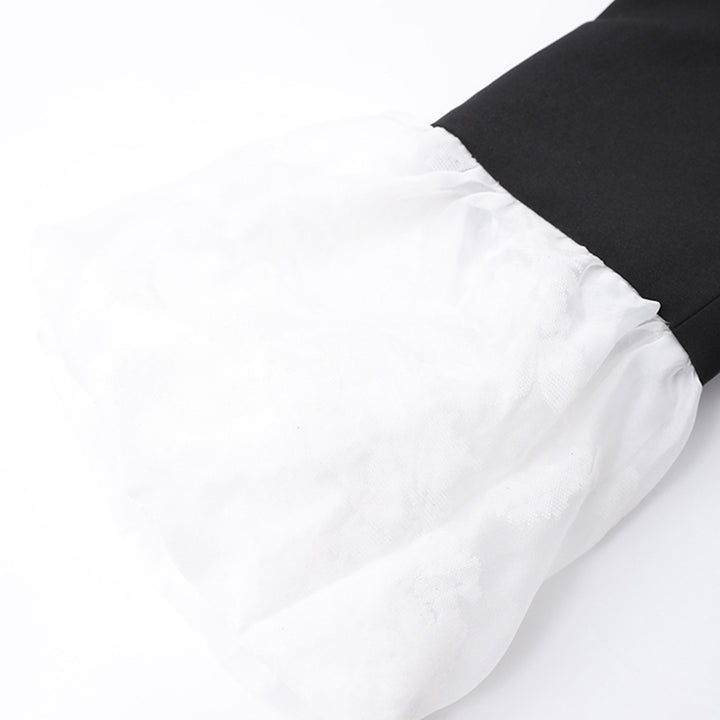 فستان بليزر قصير بأكمام منفوخة متباينة اللون – نوفاكر