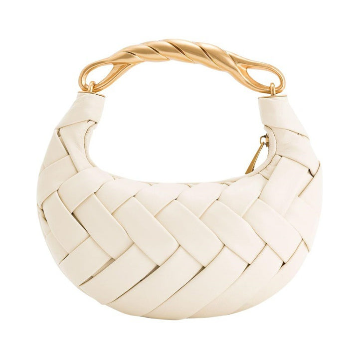 woven mini shoulder bag with gold twisted handle – KARMA
