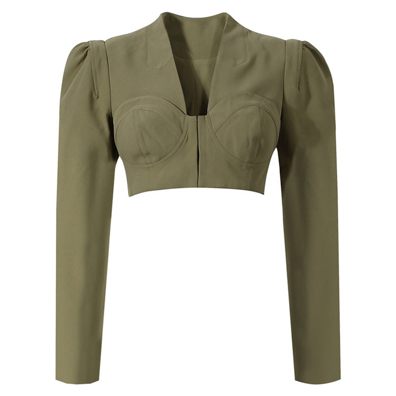 定制喇叭套装，配缎面泡泡袖 - VALENCIA 