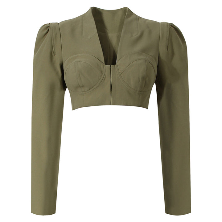 定制喇叭套装，配缎面泡泡袖 - VALENCIA 