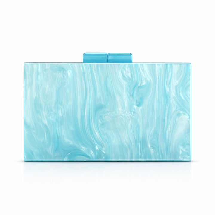 rectangular marbled clutch with glossy finish – ROSÉ