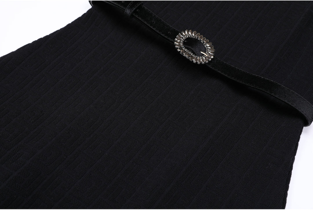 Haut à manches évasées plissées et ensemble jupe longue avec ceinture à la taille – Rosiny 