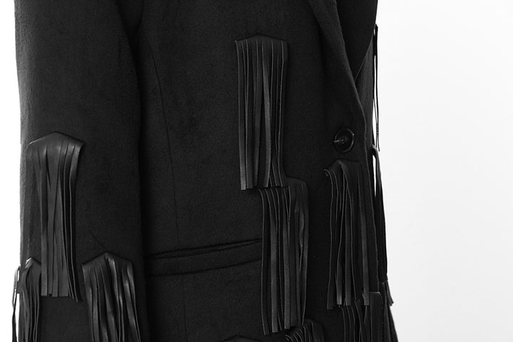 Fringe-Embellished Long Tailored Coat – SAFUT