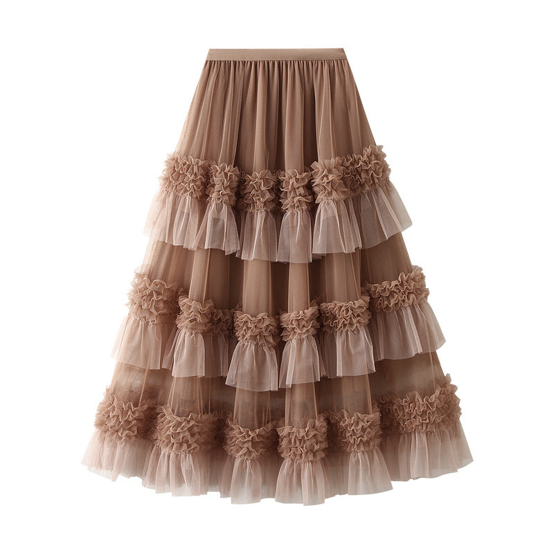 Tiered Tulle Maxi Skirt with Ruffle Layers – AMÉLIE