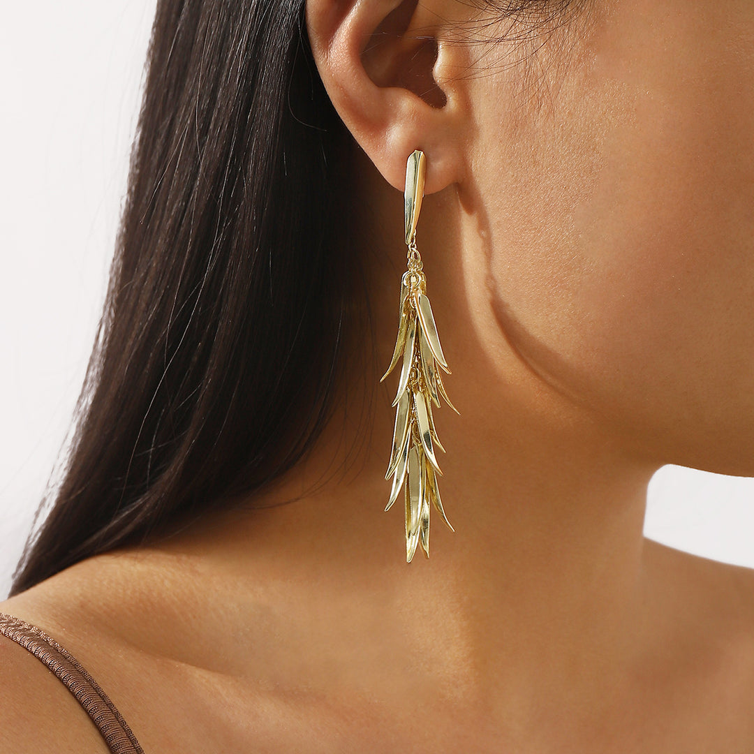 cascading leaf drop earrings - AUROXILA