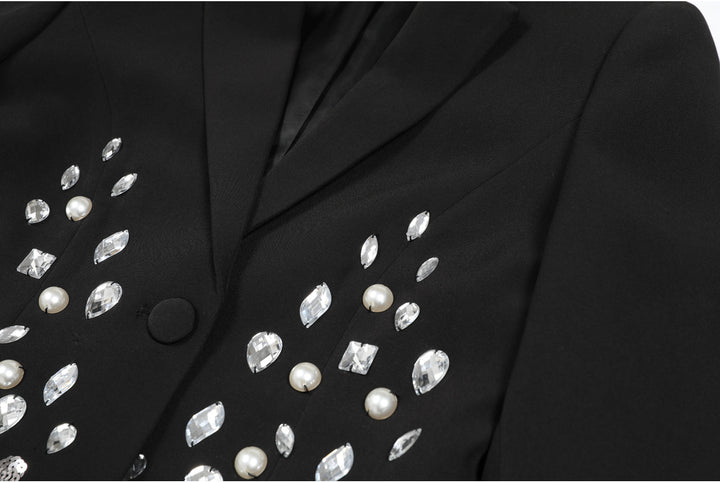 tailored blazer with pearl and crystal embellishments - SERENAZU